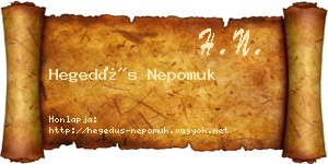 Hegedűs Nepomuk névjegykártya